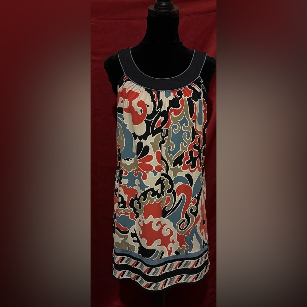 BCBGMaxAzria Red and Blue Patterned dress